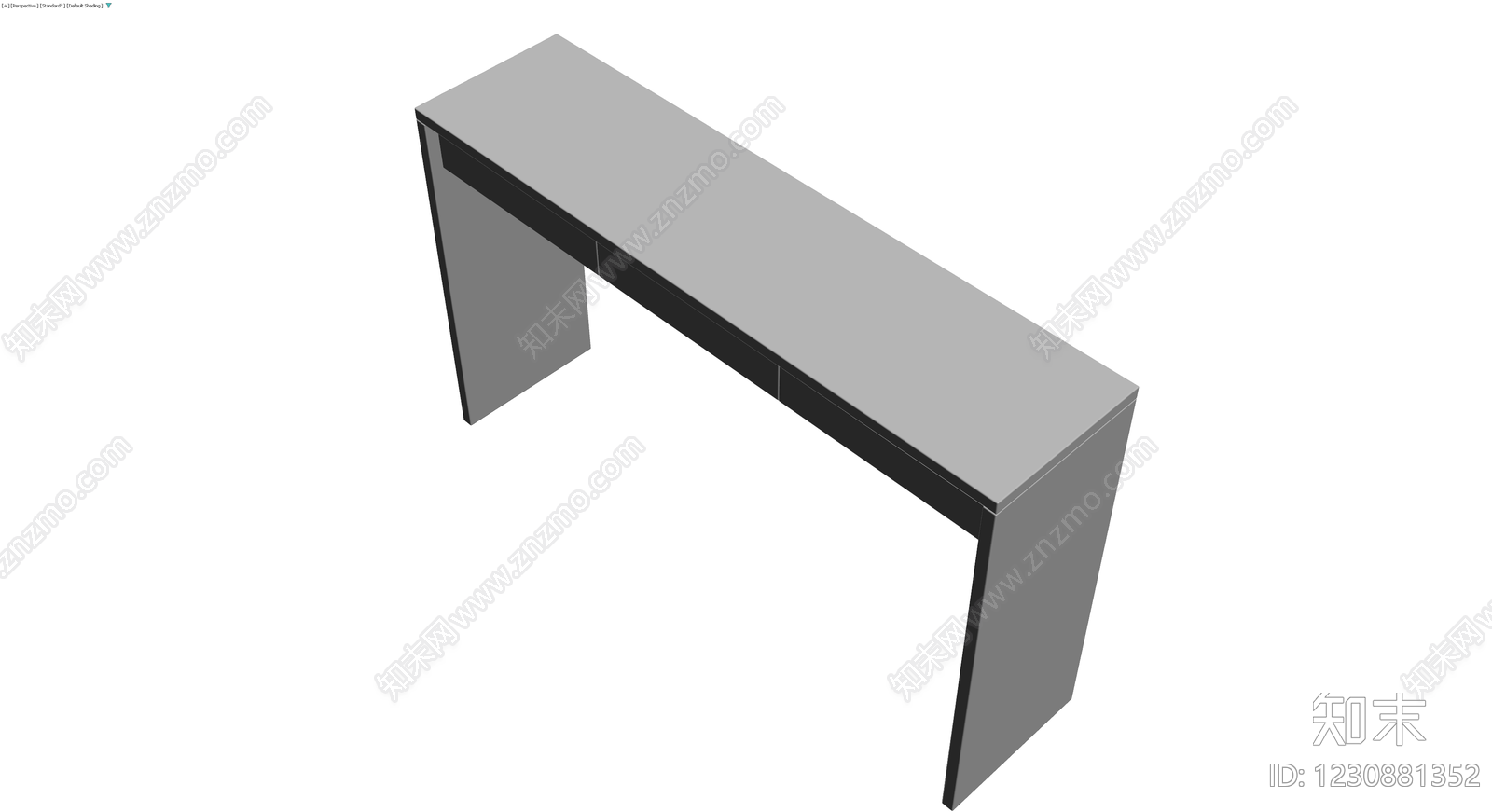 双抽屉灰色长条书桌3D模型下载【ID:1230881352】