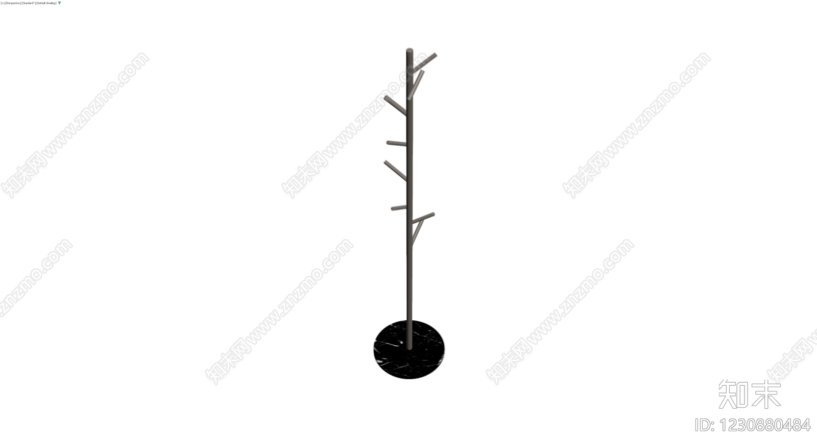 黑色大理石底座衣帽架3D模型下载【ID:1230880484】