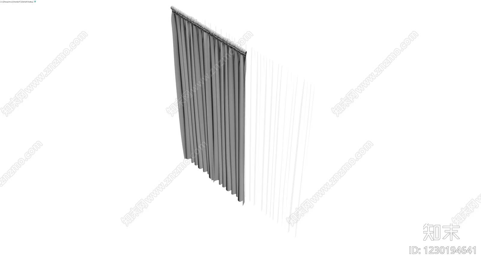 灰色布艺窗帘组件3D模型下载【ID:1230194641】