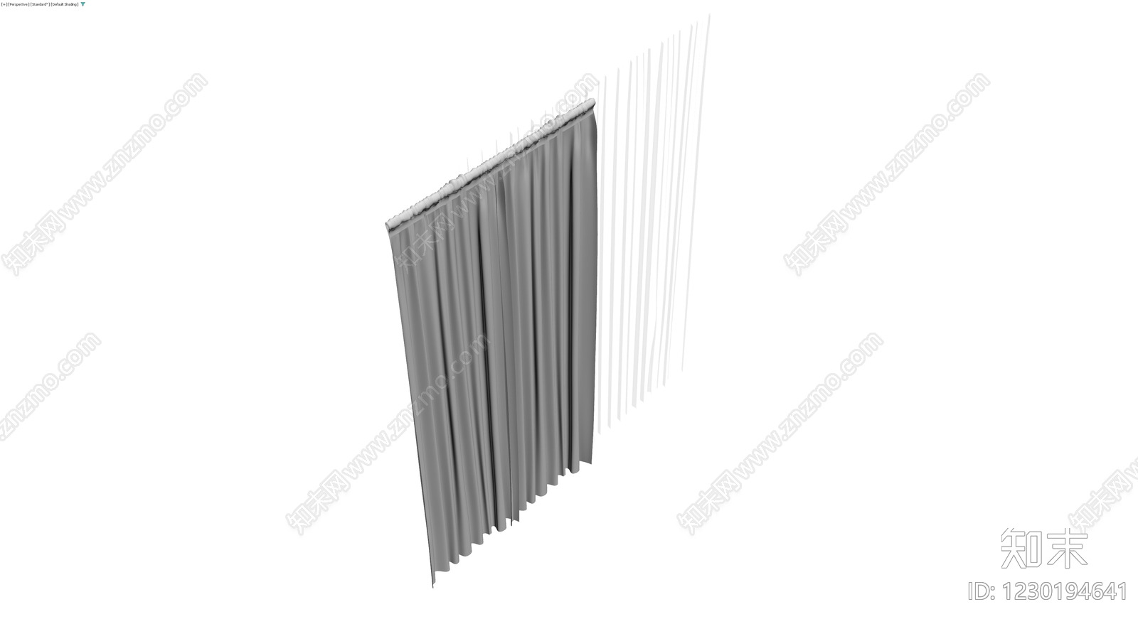灰色布艺窗帘组件3D模型下载【ID:1230194641】