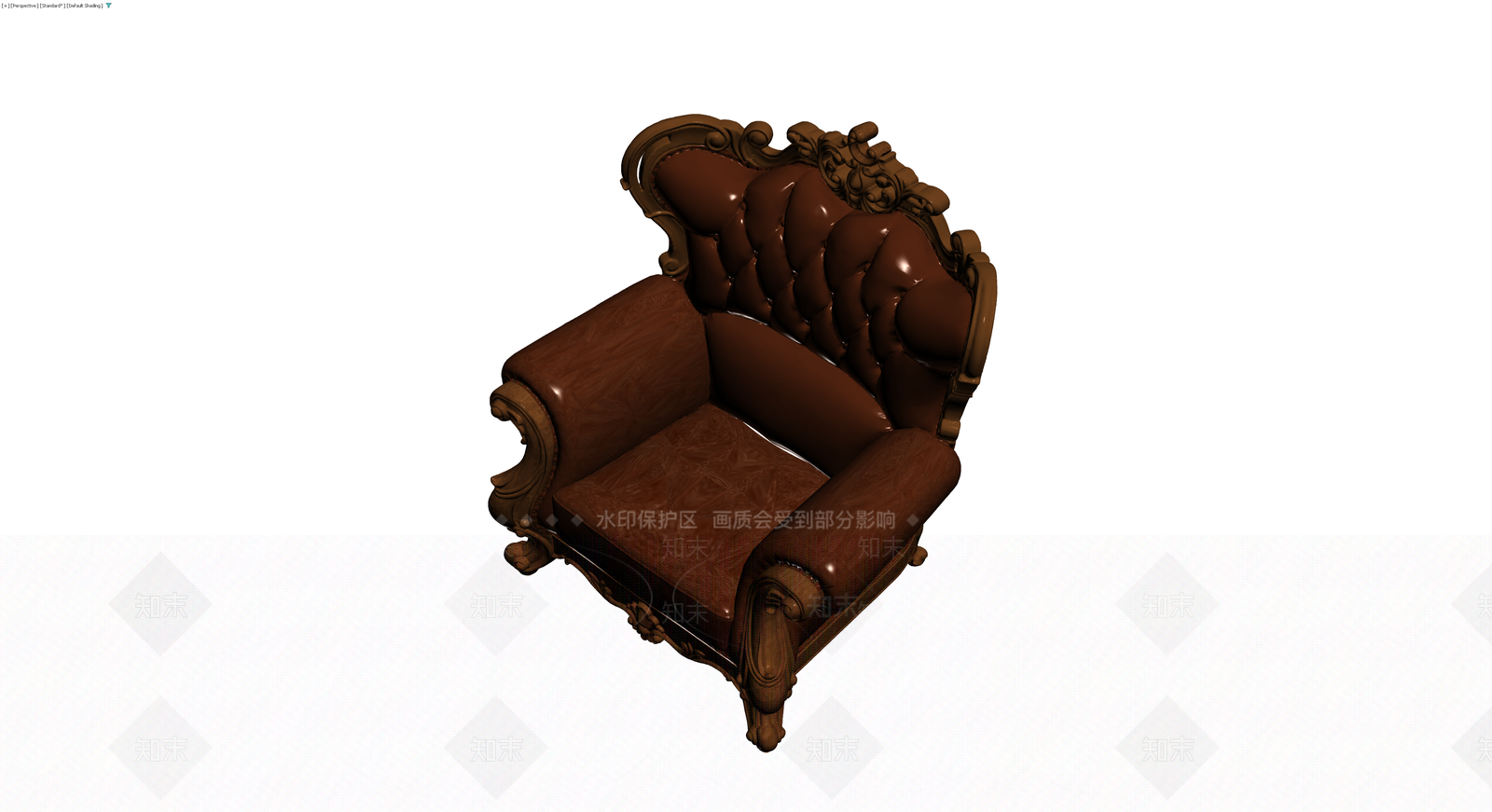 欧式雕花皮质单人沙发3D模型下载【ID:1230695060】