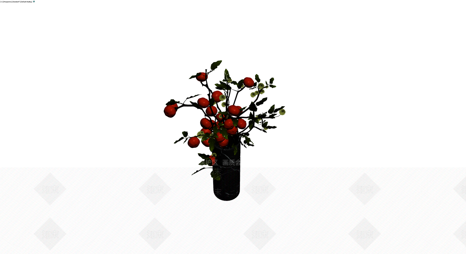 黑大理石花瓶插枝3D模型下载【ID:1230429410】