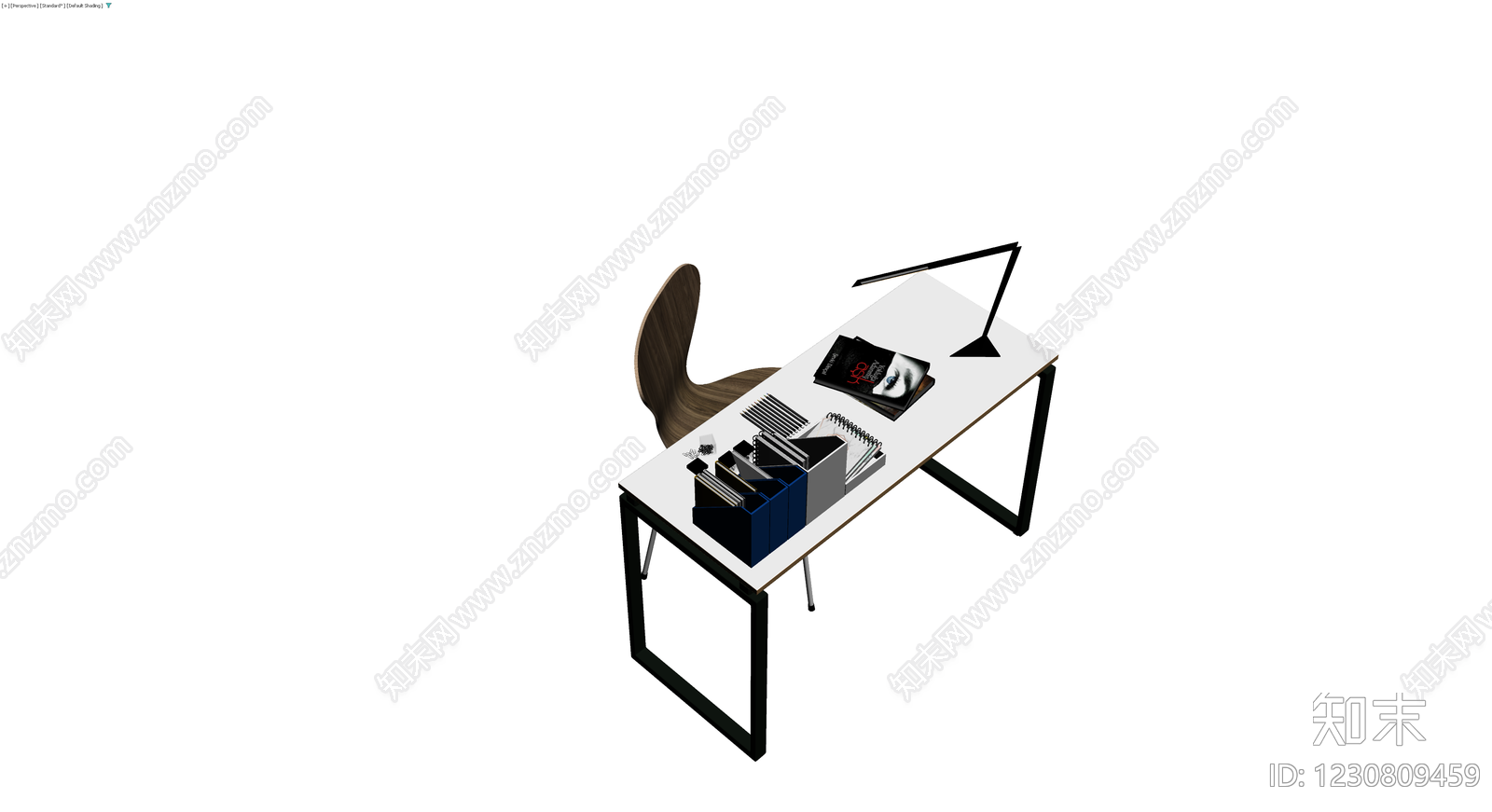现代风格书桌办公组合3D模型下载【ID:1230809459】