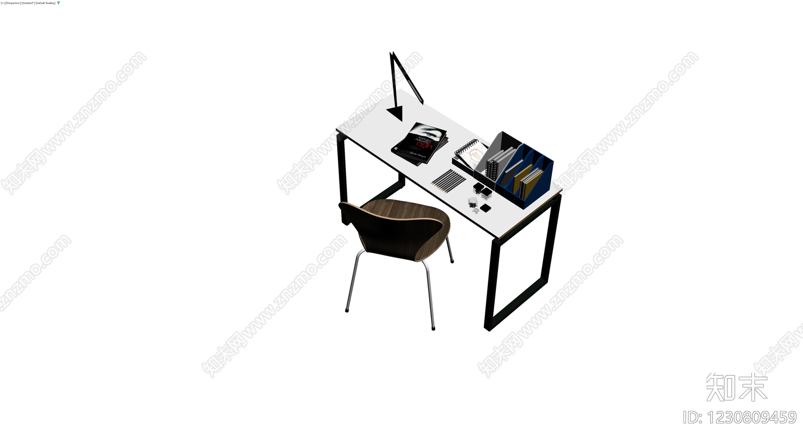 现代风格书桌办公组合3D模型下载【ID:1230809459】