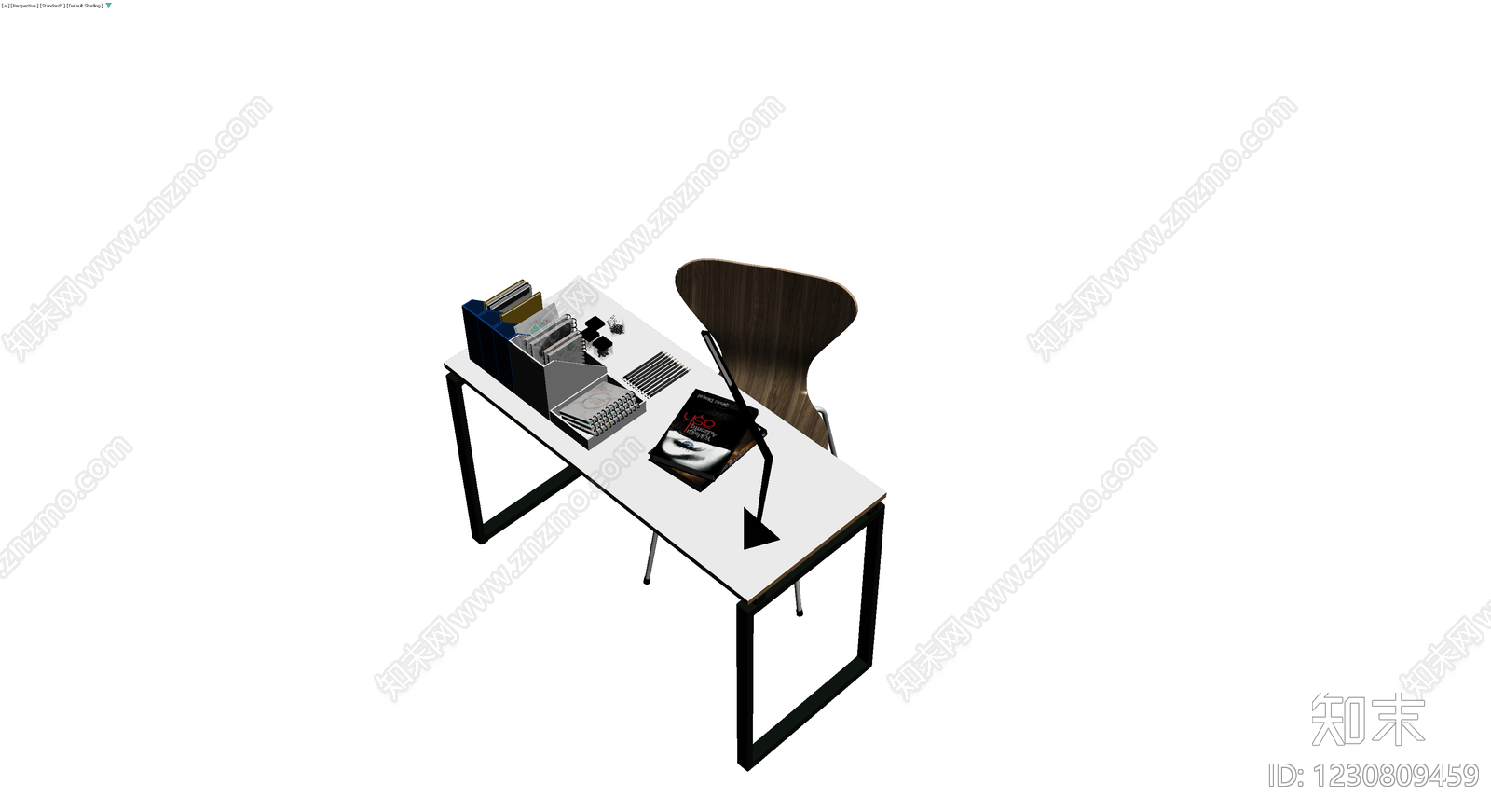 现代风格书桌办公组合3D模型下载【ID:1230809459】