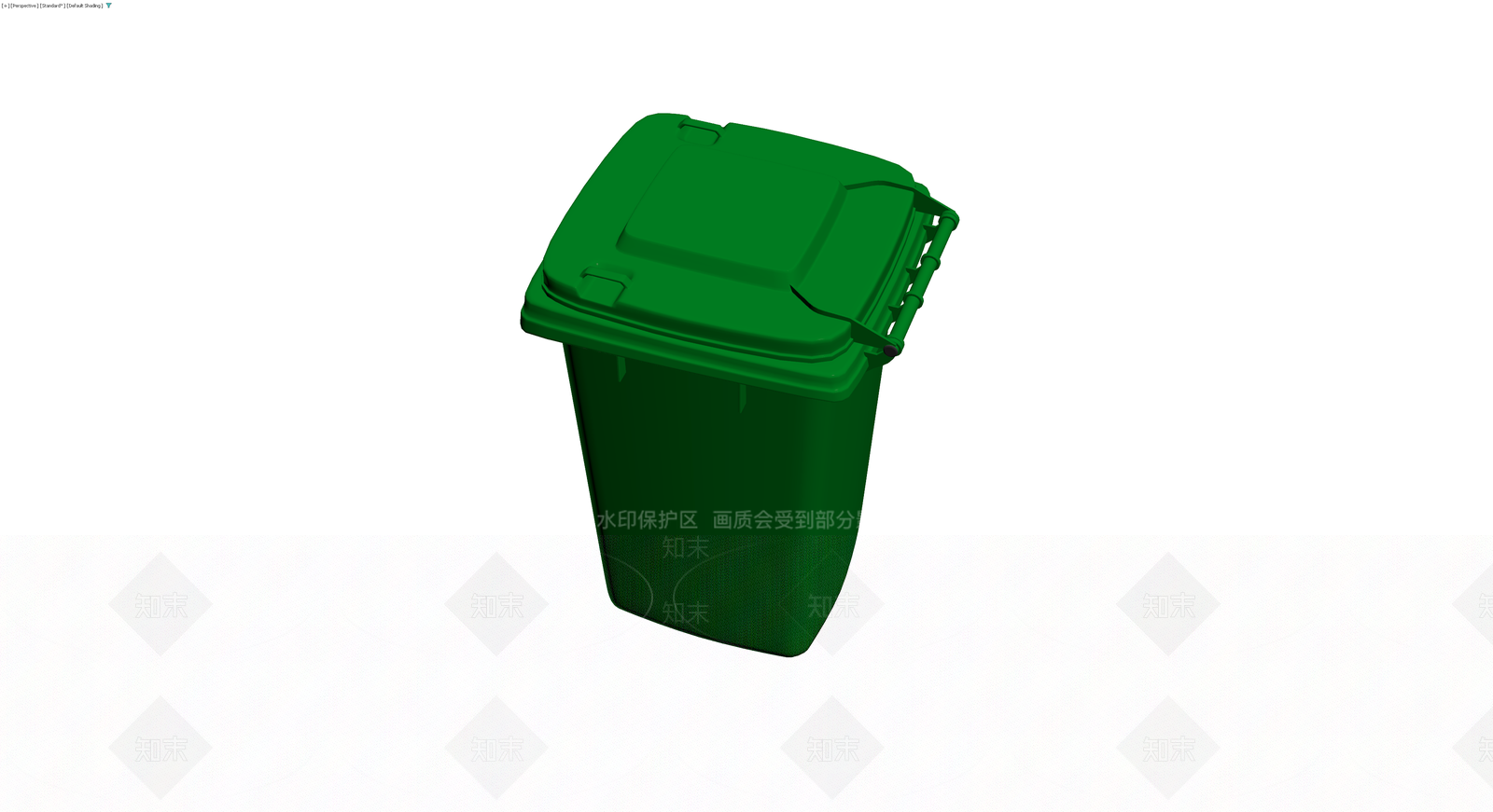 绿色带盖户外垃圾桶3D模型下载【ID:1229634184】
