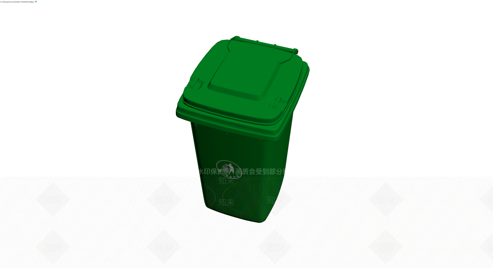 绿色带盖户外垃圾桶3D模型下载【ID:1229634184】
