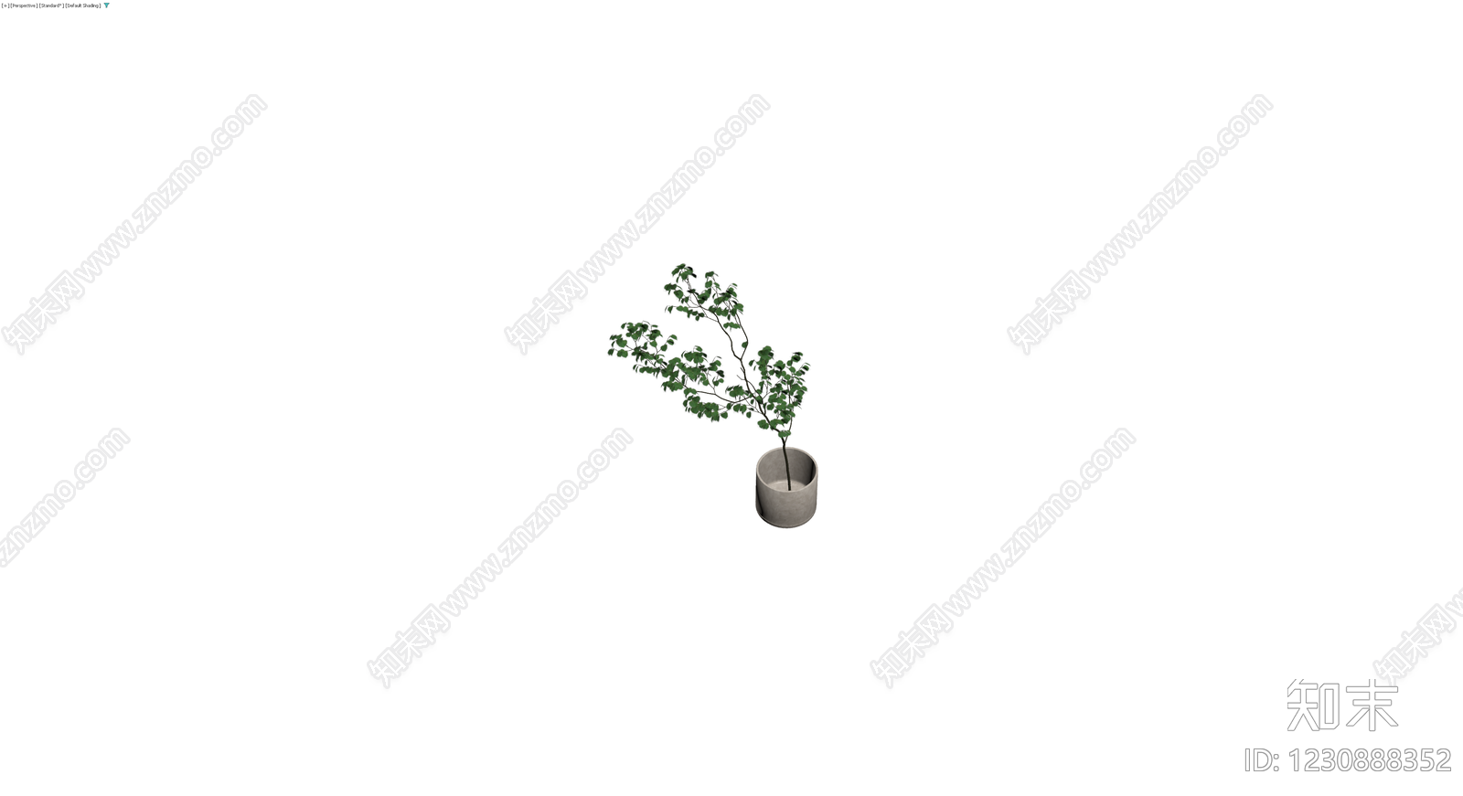 灰色花盆绿植盆栽3D模型下载【ID:1230888352】