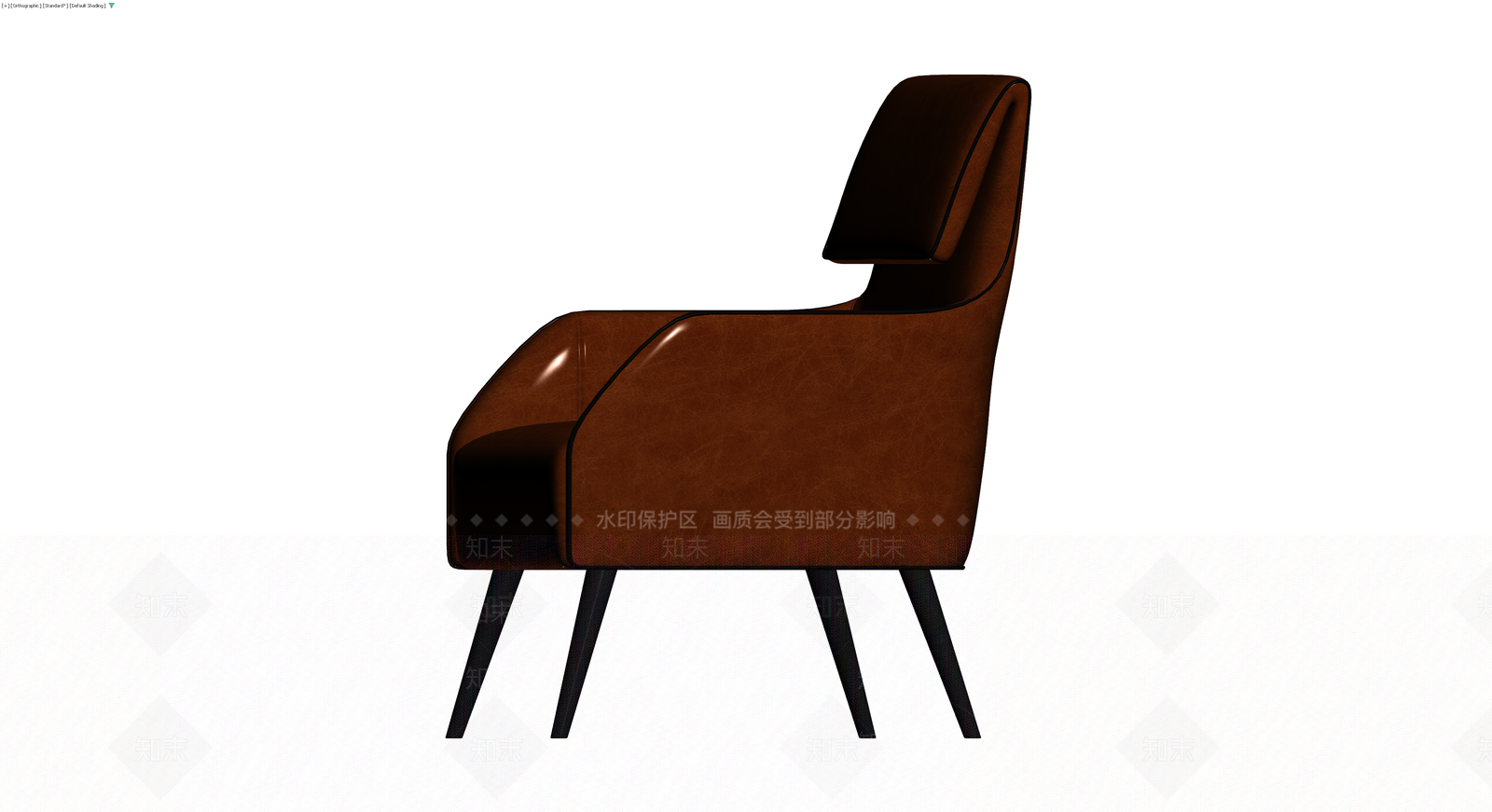 棕色皮质单人扶手椅3D模型下载【ID:1230125192】