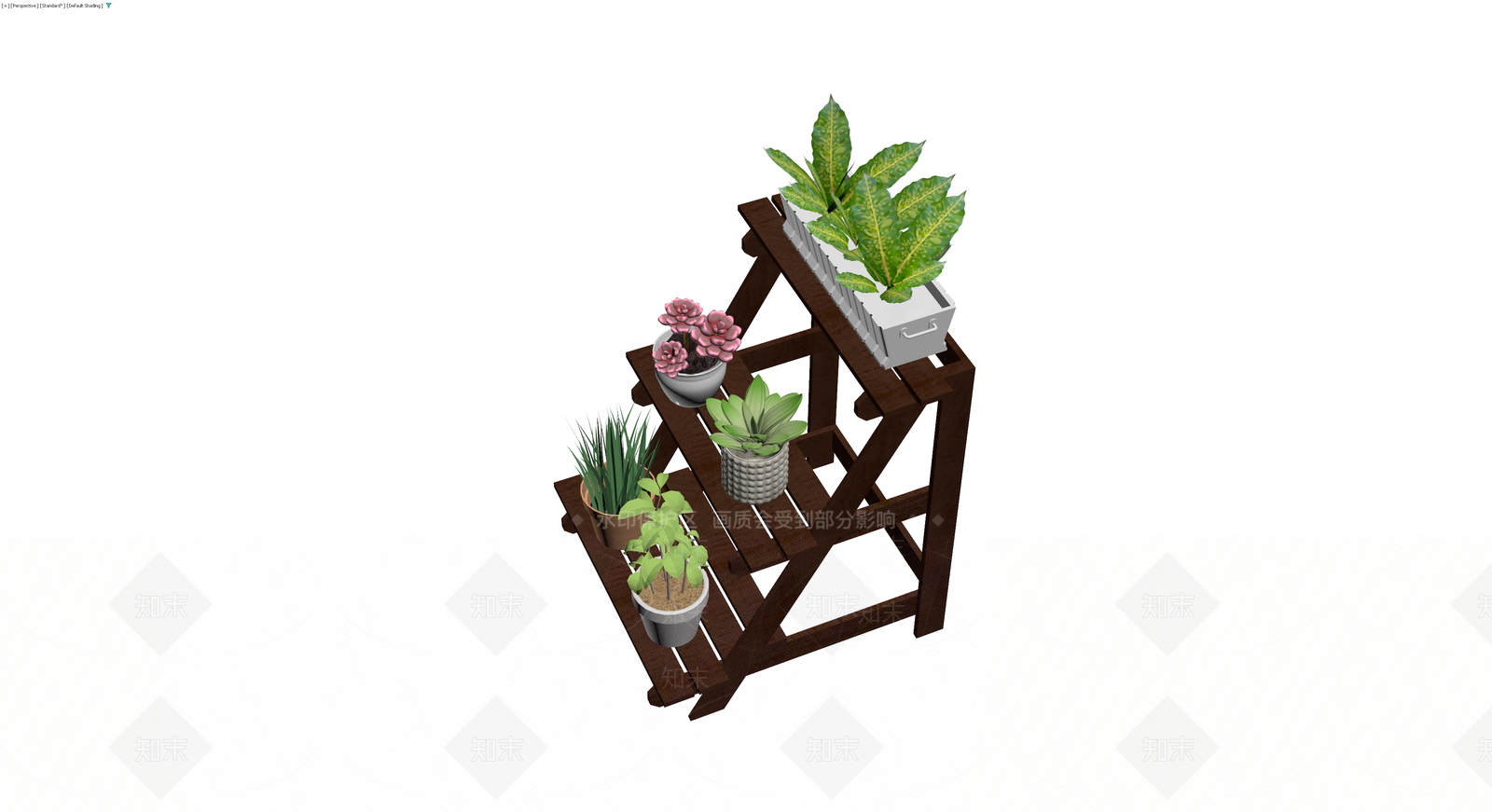 三层木质花架组合3D模型下载【ID:1230683886】