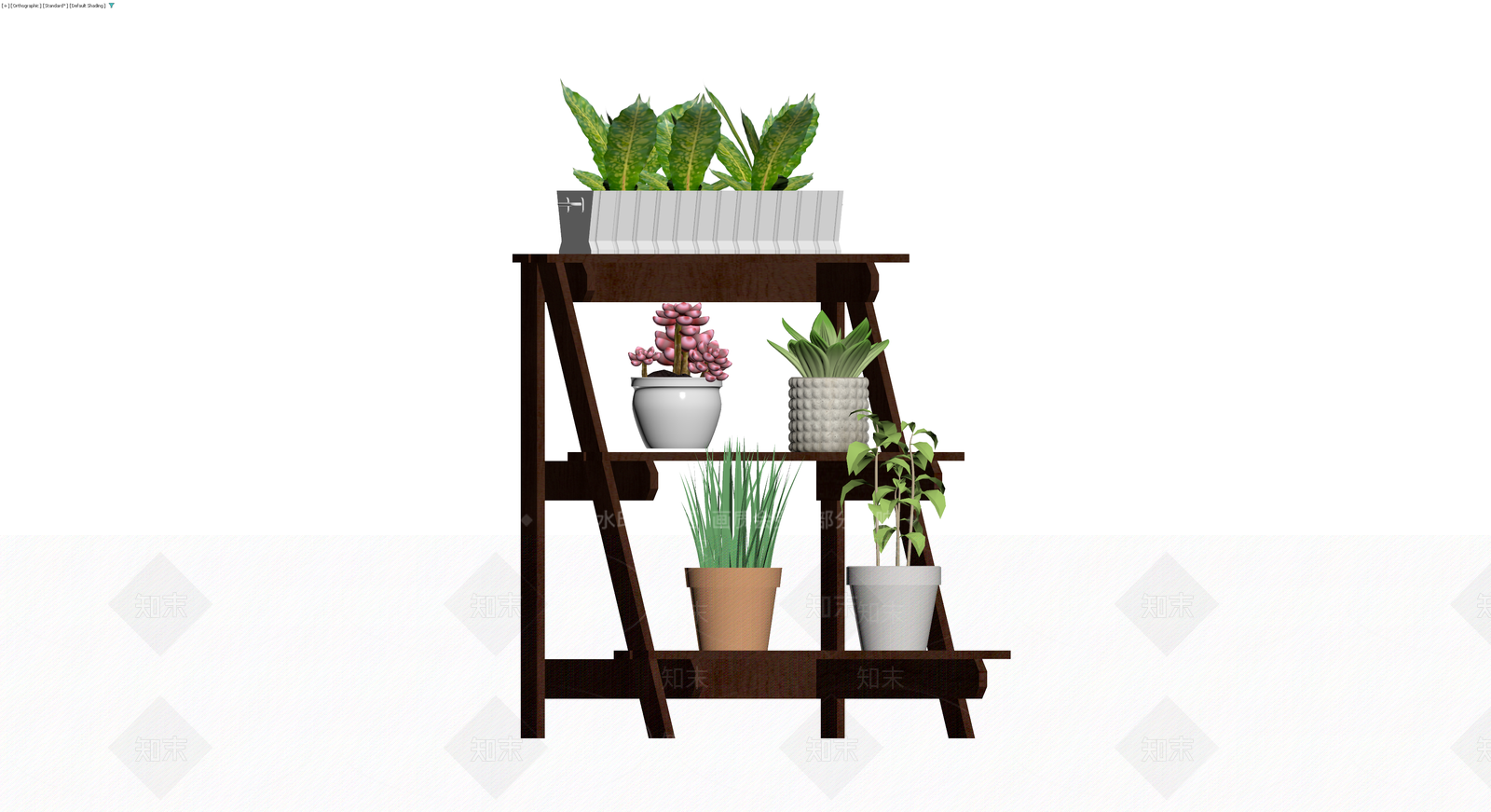 三层木质花架组合3D模型下载【ID:1230683886】