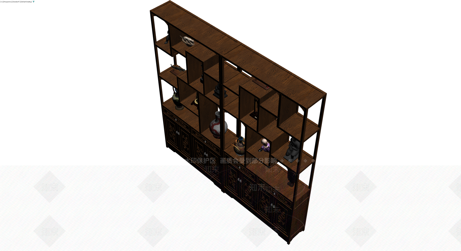 中式博古架陈列柜组合3D模型下载【ID:1230631330】