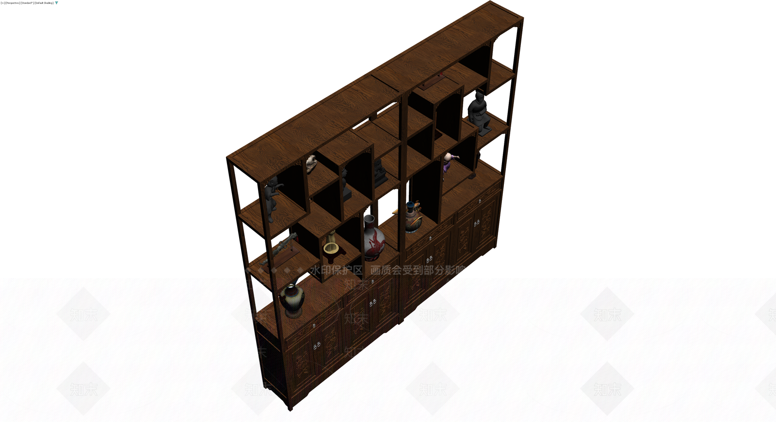 中式博古架陈列柜组合3D模型下载【ID:1230631330】
