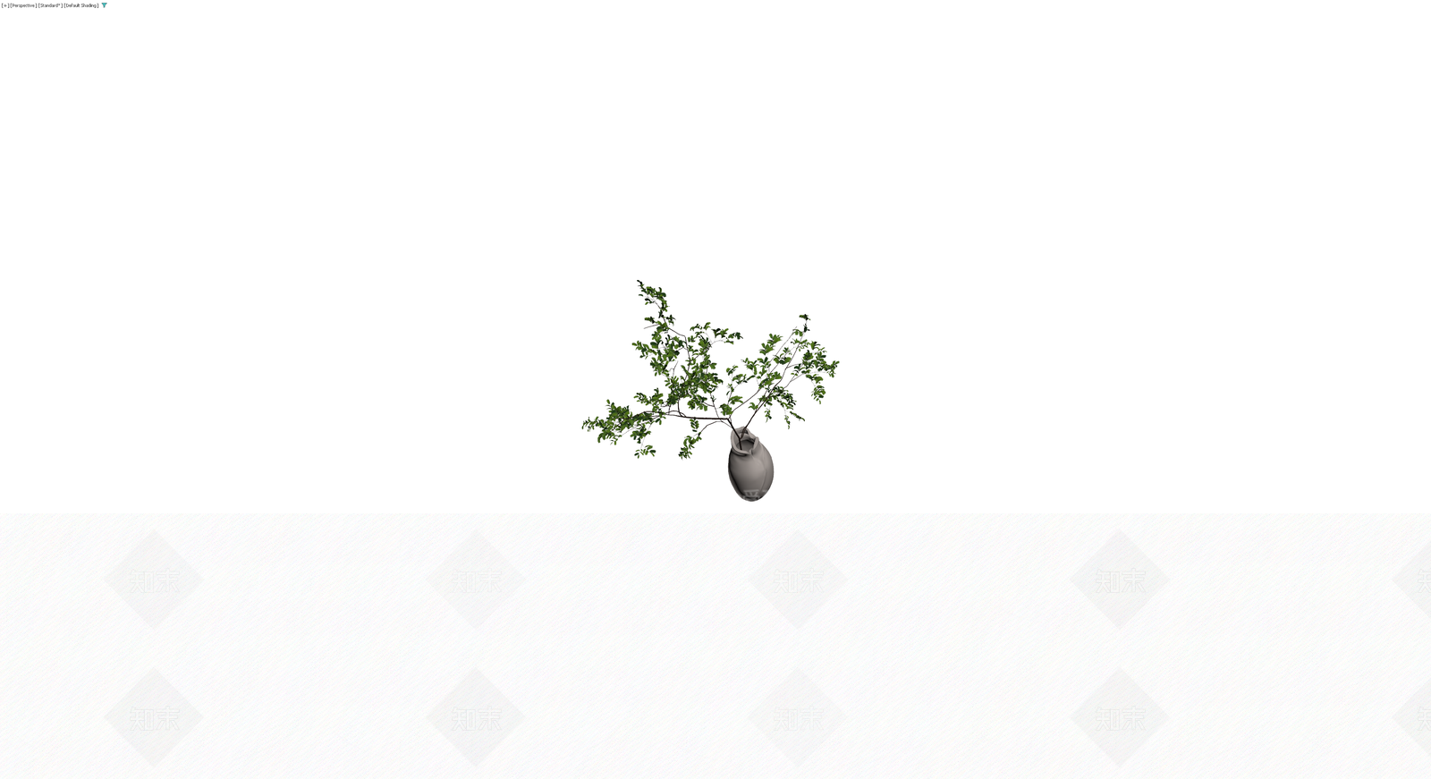 灰陶花瓶插绿植3D模型下载【ID:1230101610】