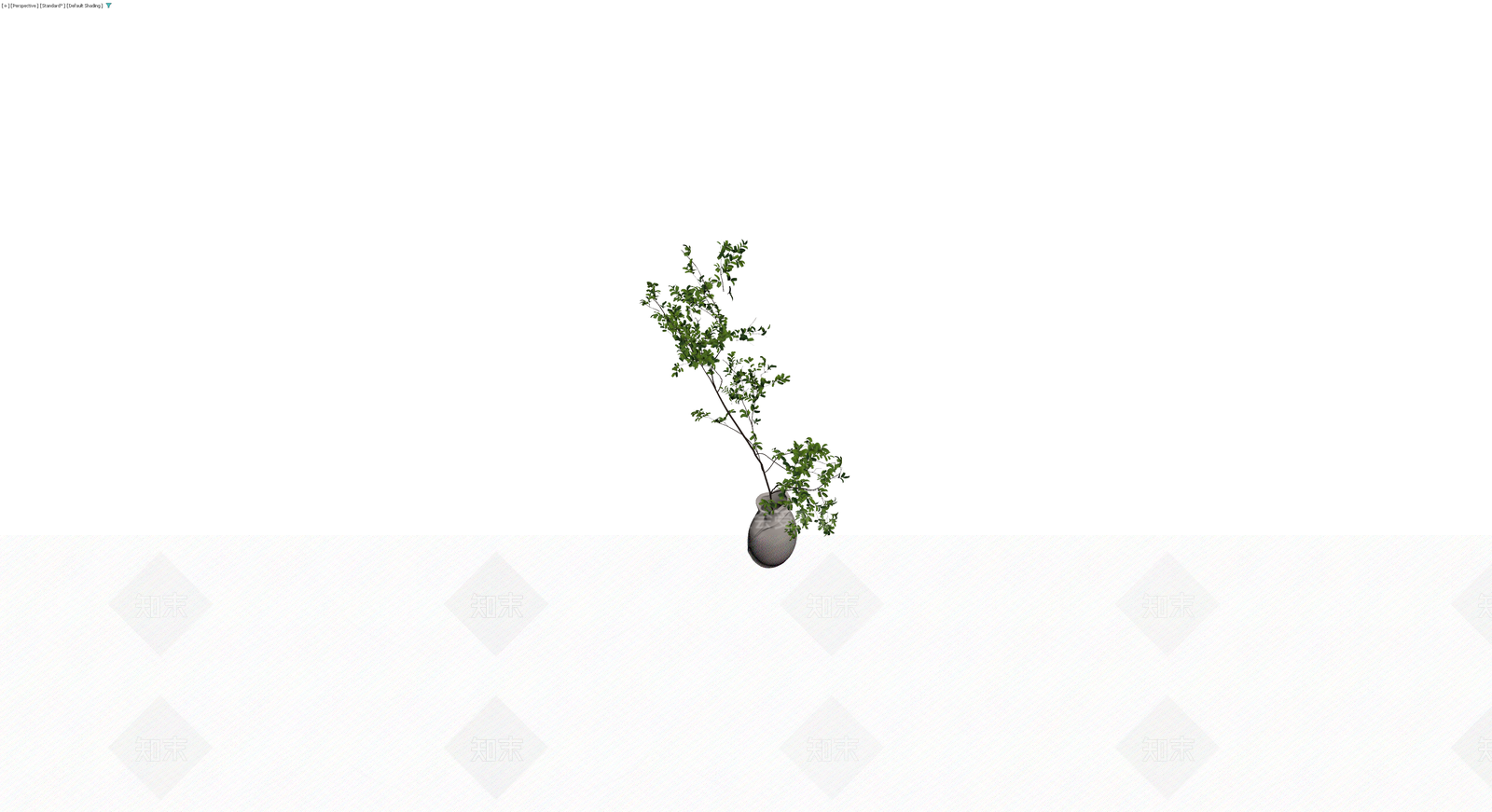 灰陶花瓶插绿植3D模型下载【ID:1230101610】