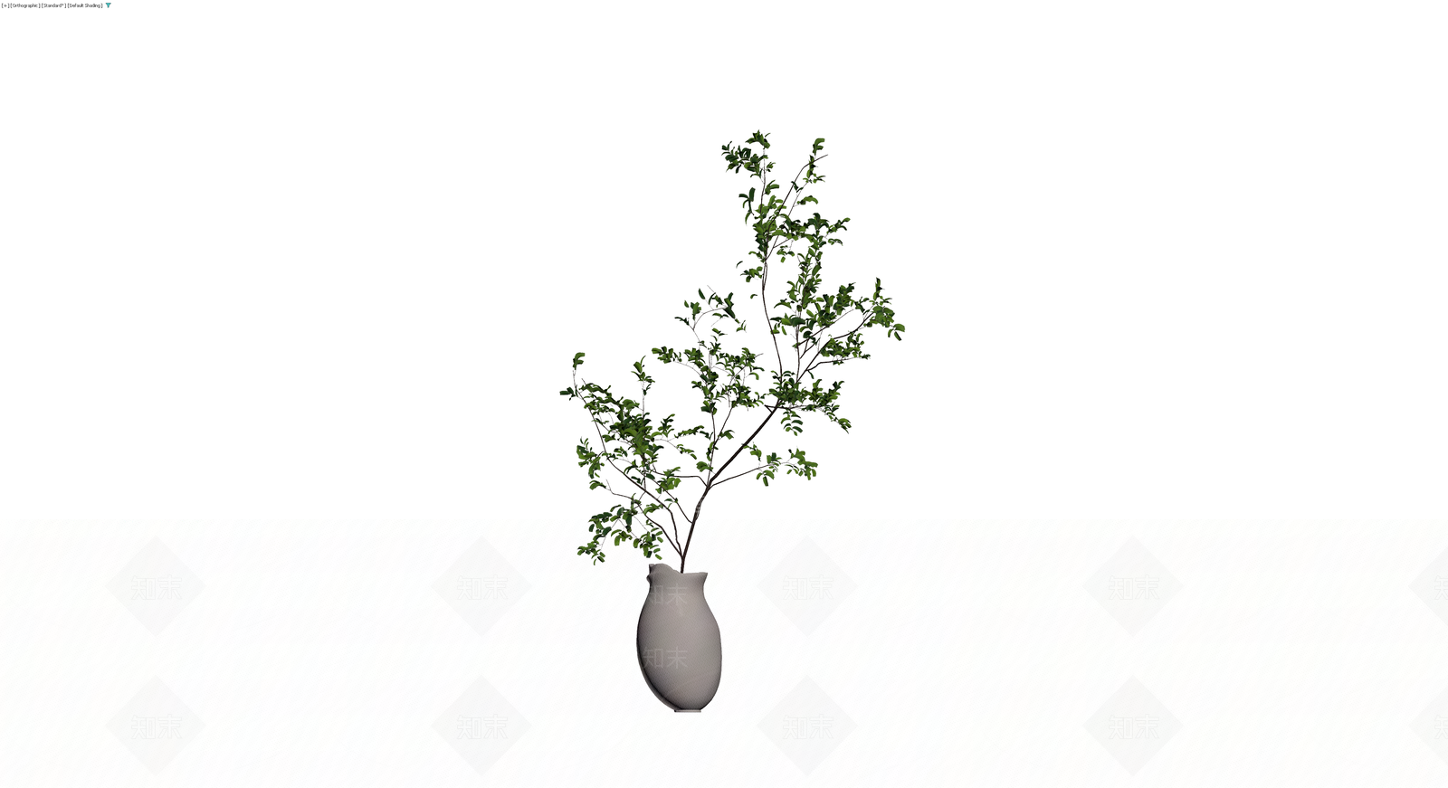 灰陶花瓶插绿植3D模型下载【ID:1230101610】