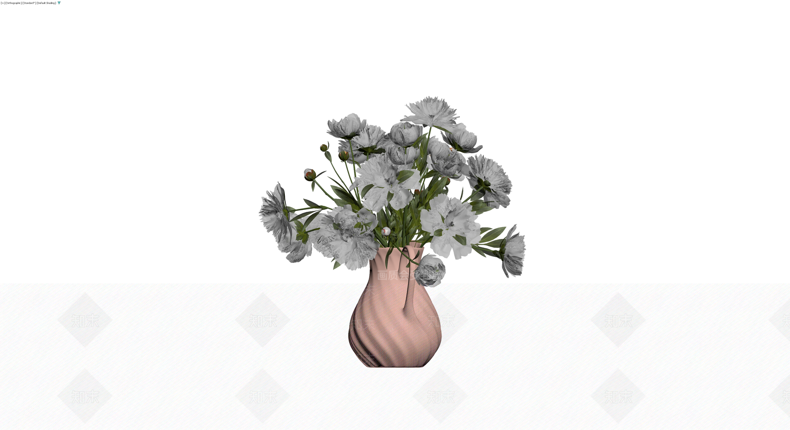 粉色花壶配花卉盆栽3D模型下载【ID:1230359741】