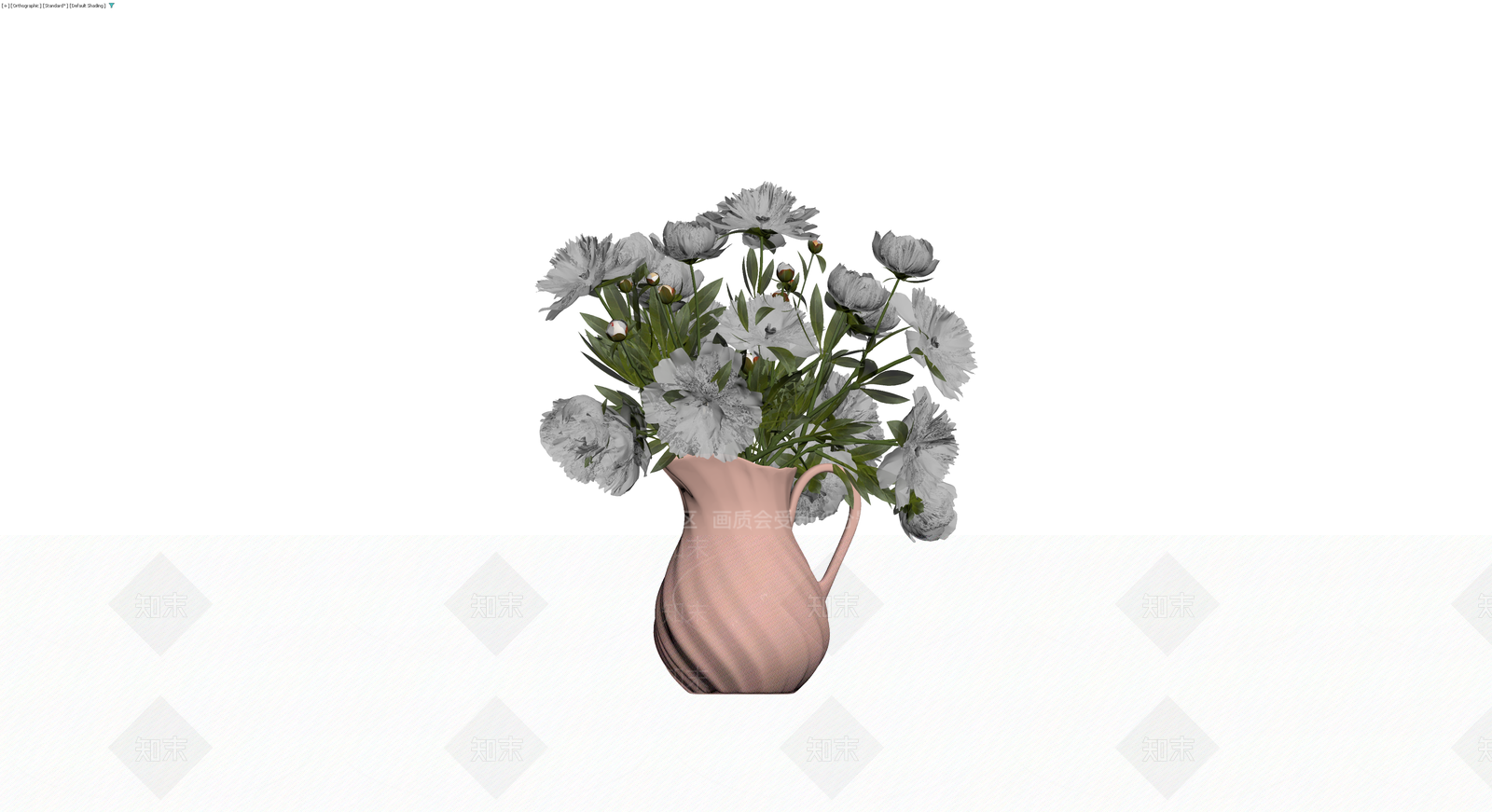 粉色花壶配花卉盆栽3D模型下载【ID:1230359741】