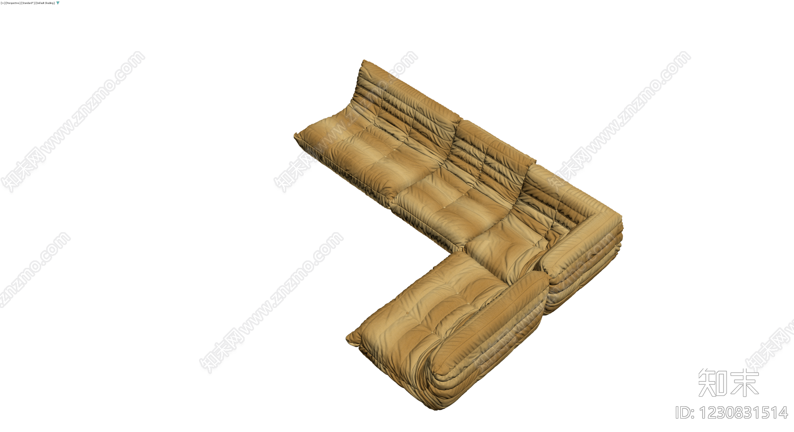 模块化L型布艺沙发3D模型下载【ID:1230831514】