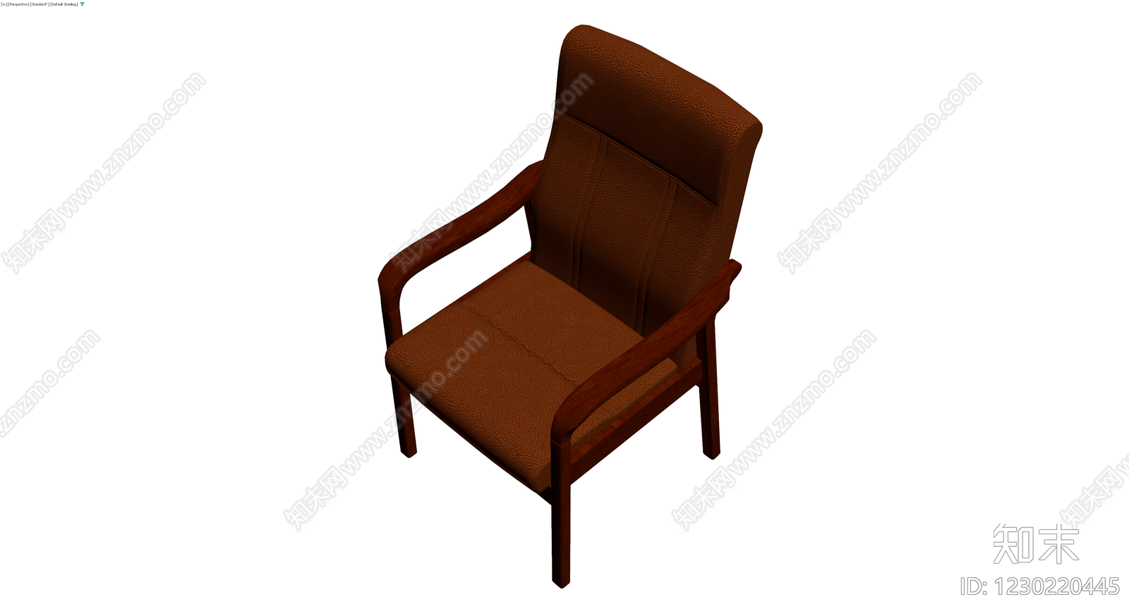 棕色皮质实木扶手椅3D模型下载【ID:1230220445】