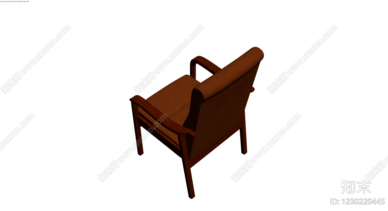 棕色皮质实木扶手椅3D模型下载【ID:1230220445】