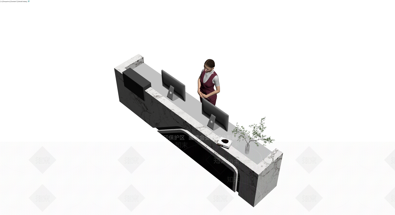 大理石前台接待桌3D模型下载【ID:1230331271】