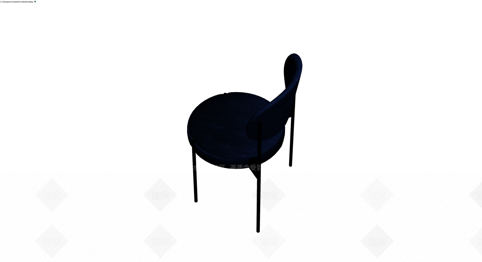 深蓝色绒面金属腿椅3D模型下载【ID:1230793046】