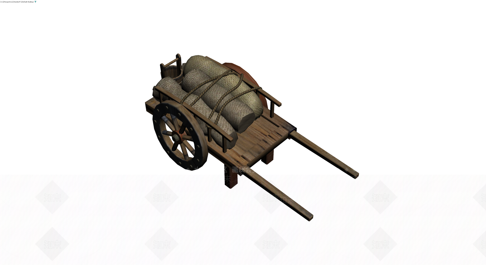 载货木制手推车3D模型下载【ID:1230328496】