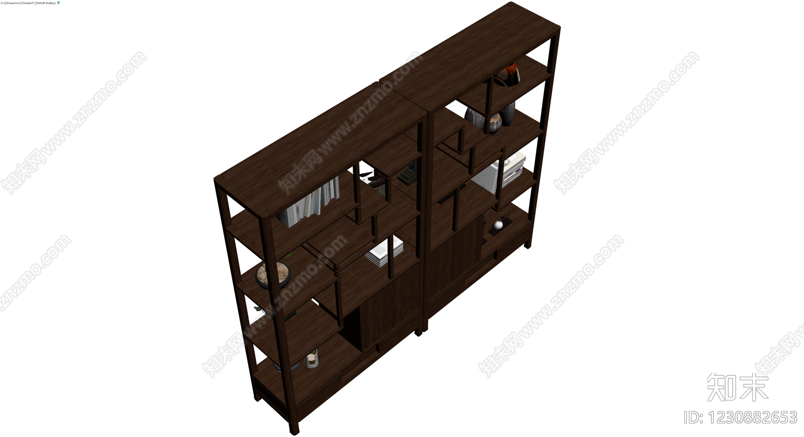 中式多宝阁置物架3D模型下载【ID:1230882653】