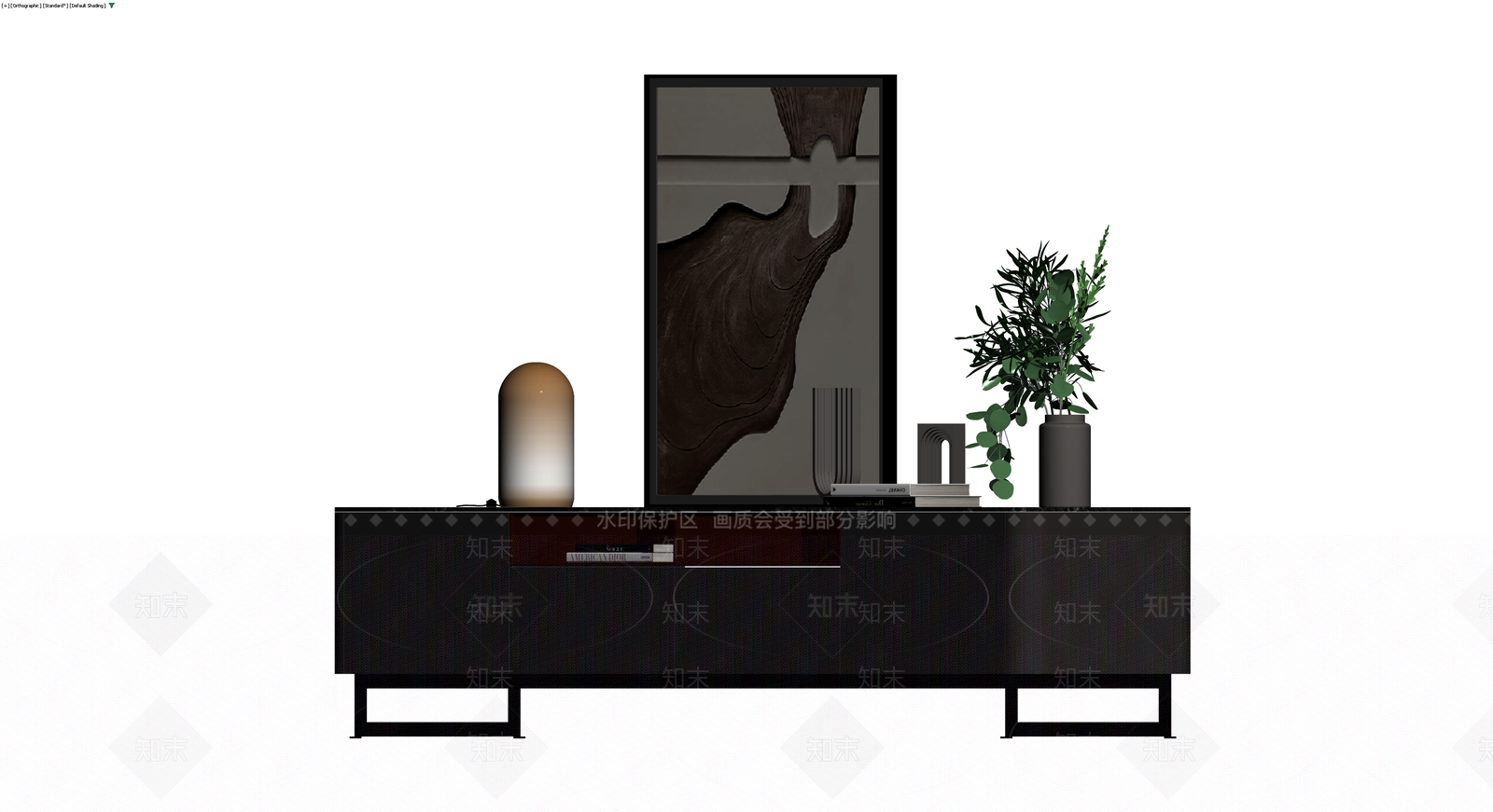 黑色大理石电视柜组合3D模型下载【ID:1230744251】