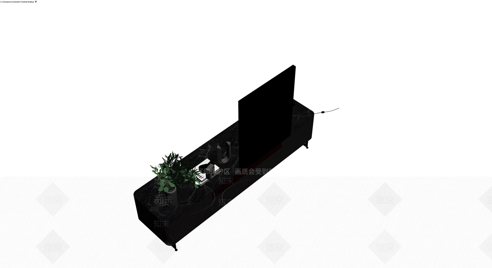 黑色大理石电视柜组合3D模型下载【ID:1230744251】