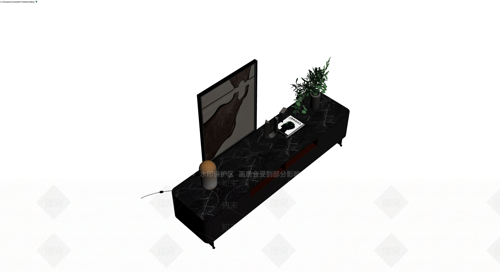 黑色大理石电视柜组合3D模型下载【ID:1230744251】