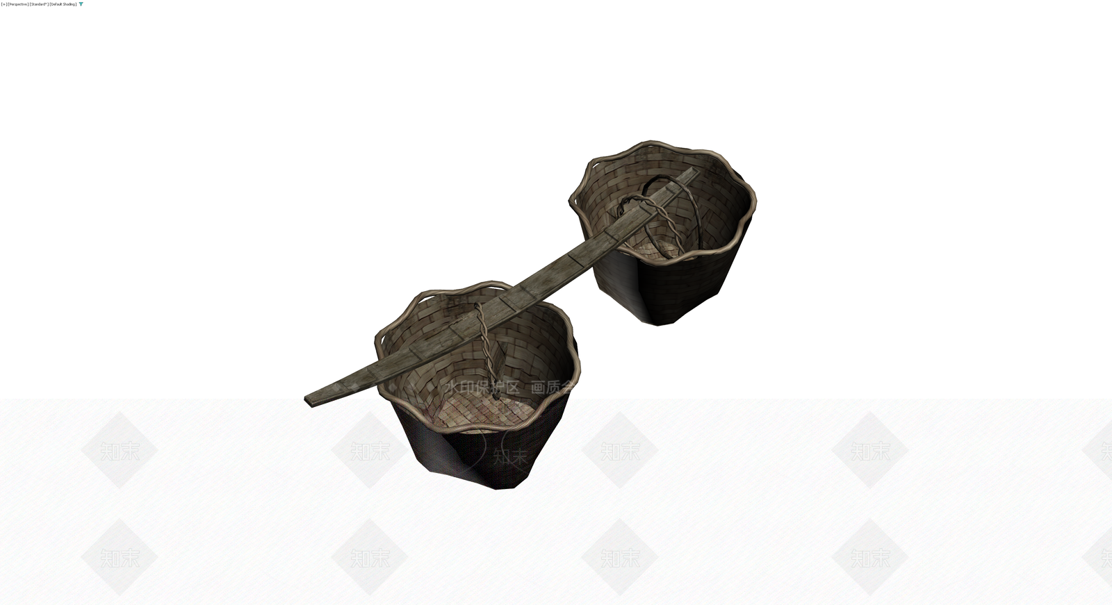 竹编扁担挑篮3D模型下载【ID:1230328409】