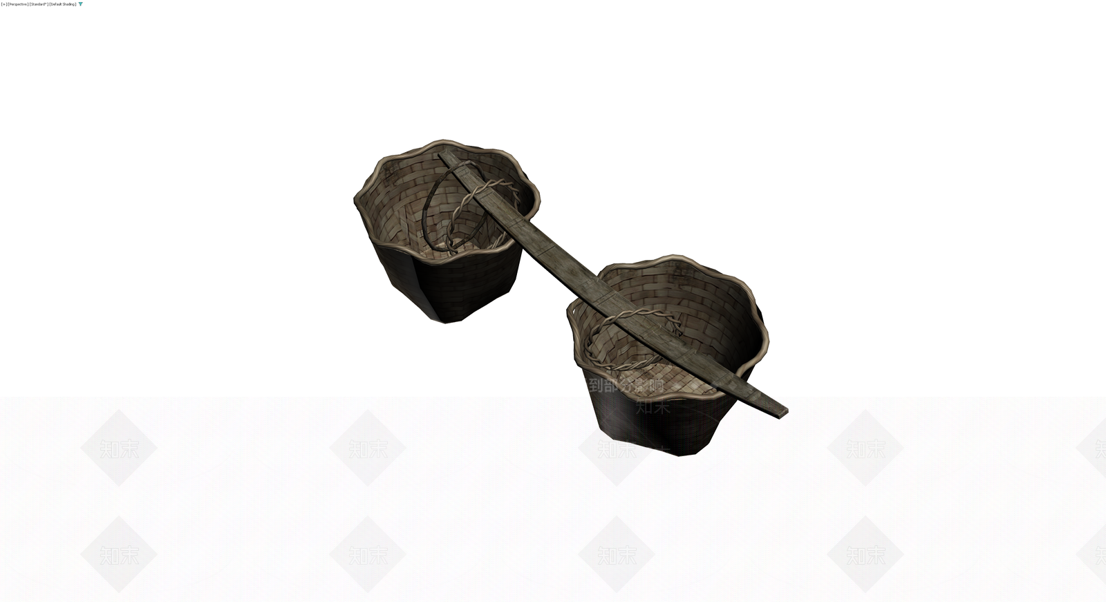竹编扁担挑篮3D模型下载【ID:1230328409】