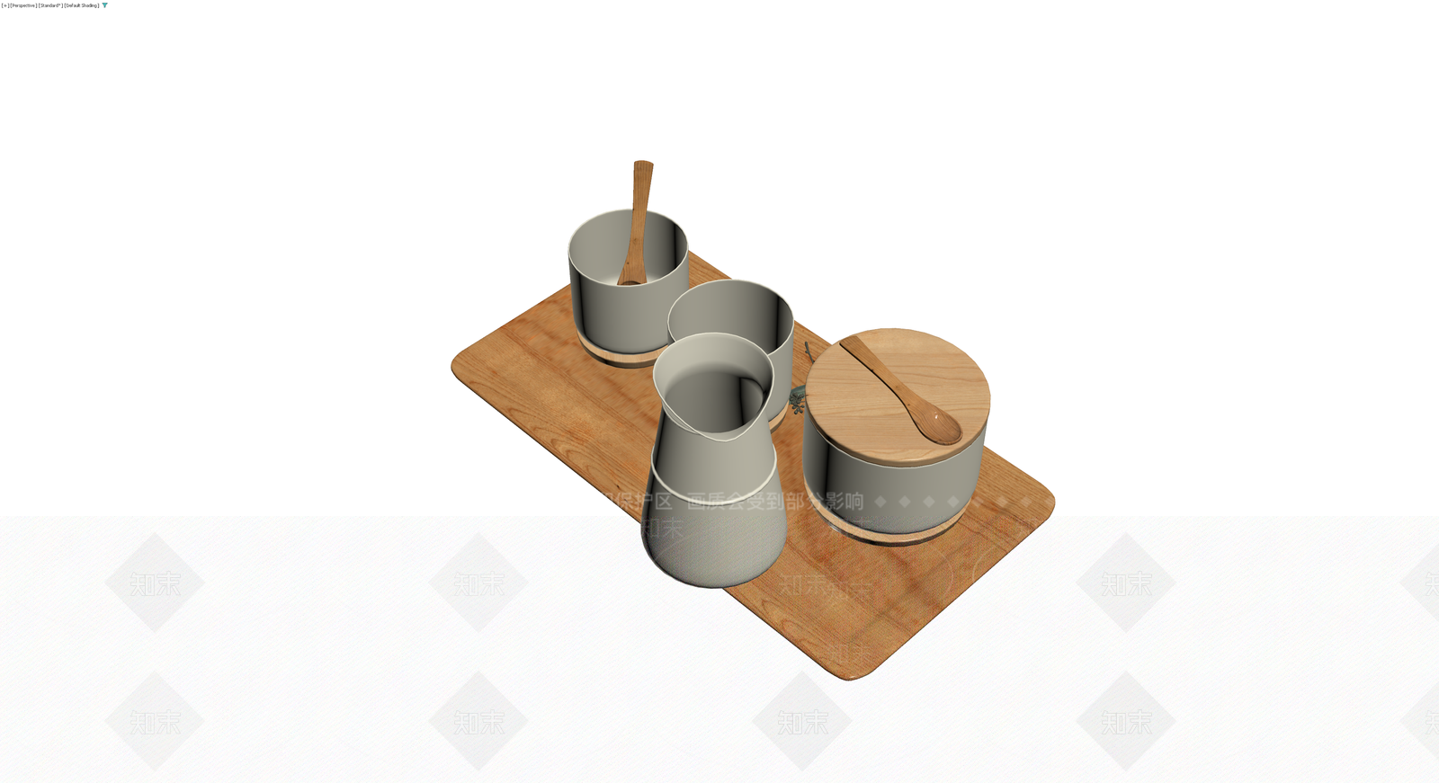 陶瓷茶具木质托盘组合3D模型下载【ID:1229868835】