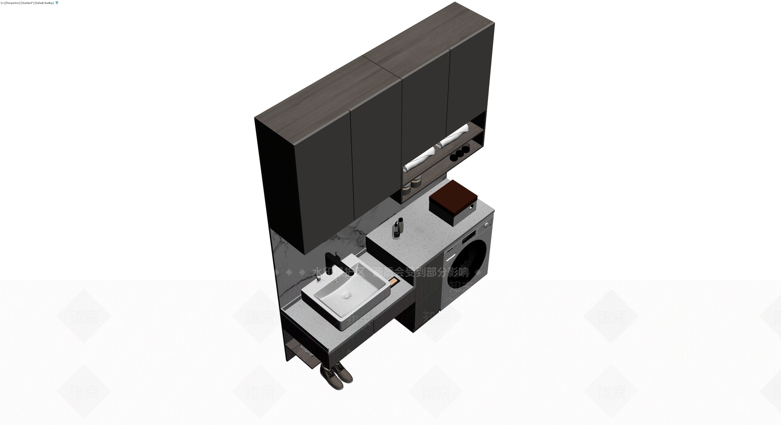 洗衣房洗漱台柜组合3D模型下载【ID:1230433800】