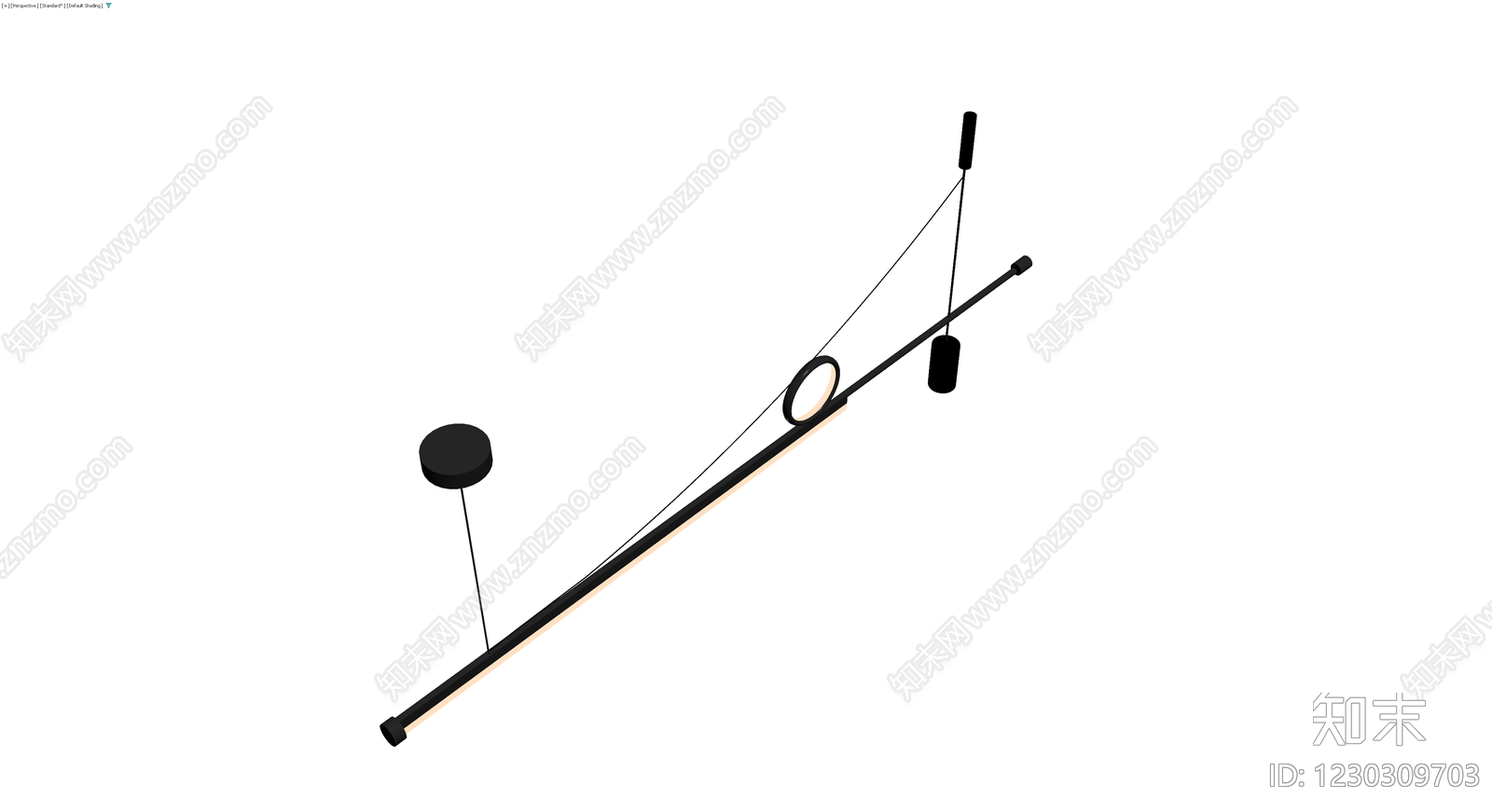 黑色金属环形吊灯3D模型下载【ID:1230309703】