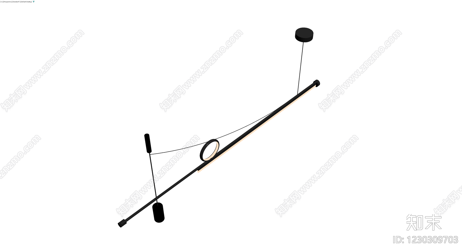 黑色金属环形吊灯3D模型下载【ID:1230309703】
