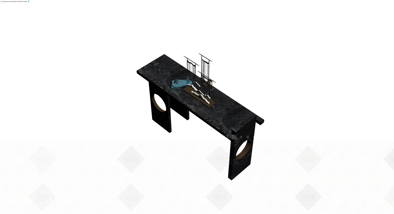 黑色大理石景观玄关桌3D模型下载【ID:1229650253】