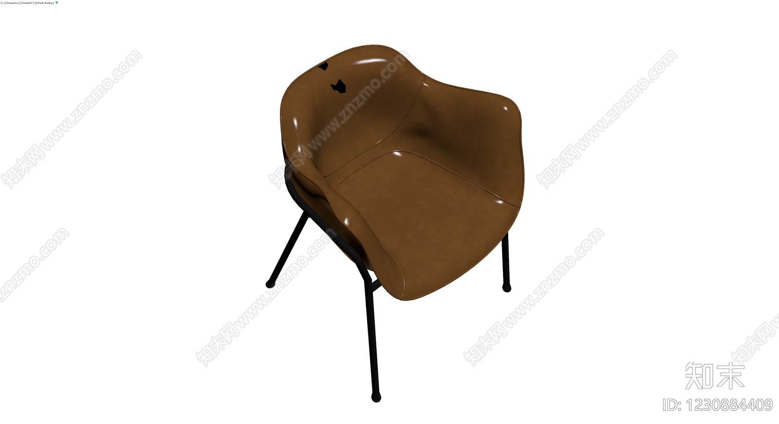 棕色皮质软包餐椅3D模型下载【ID:1230884409】