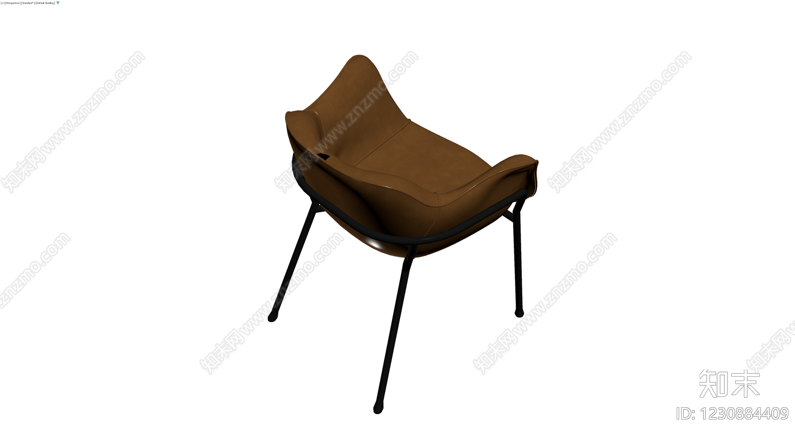 棕色皮质软包餐椅3D模型下载【ID:1230884409】