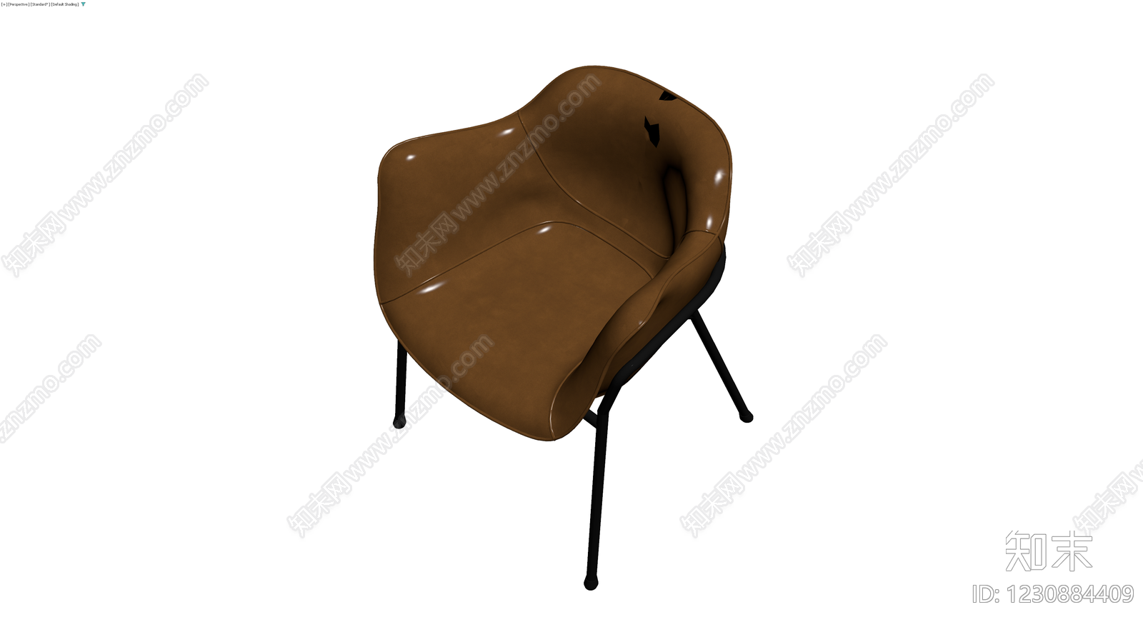 棕色皮质软包餐椅3D模型下载【ID:1230884409】