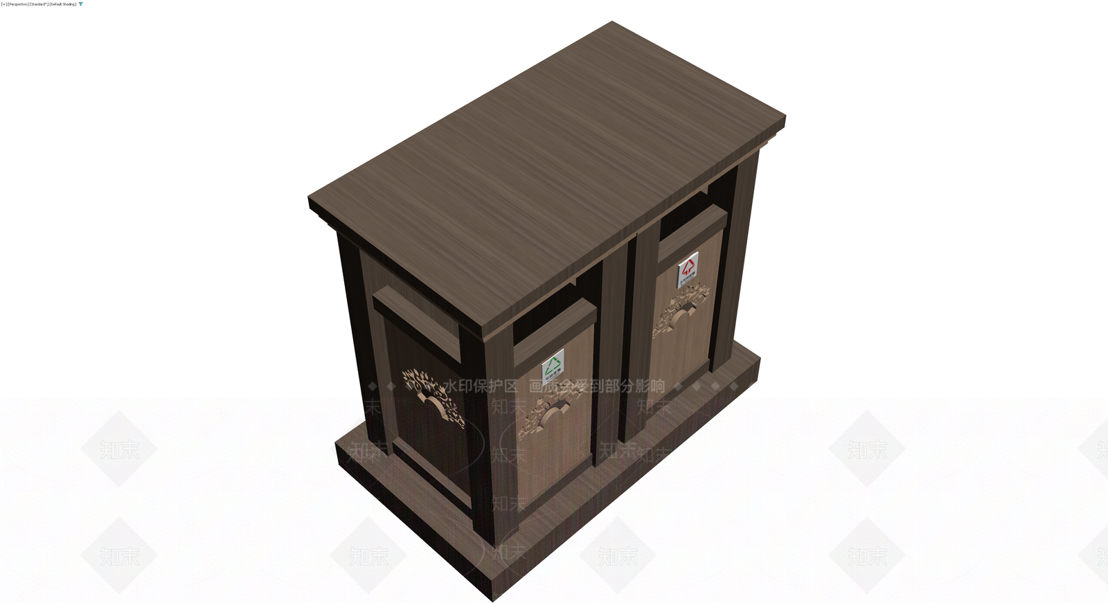 三格分类木质垃圾桶3D模型下载【ID:1230188786】