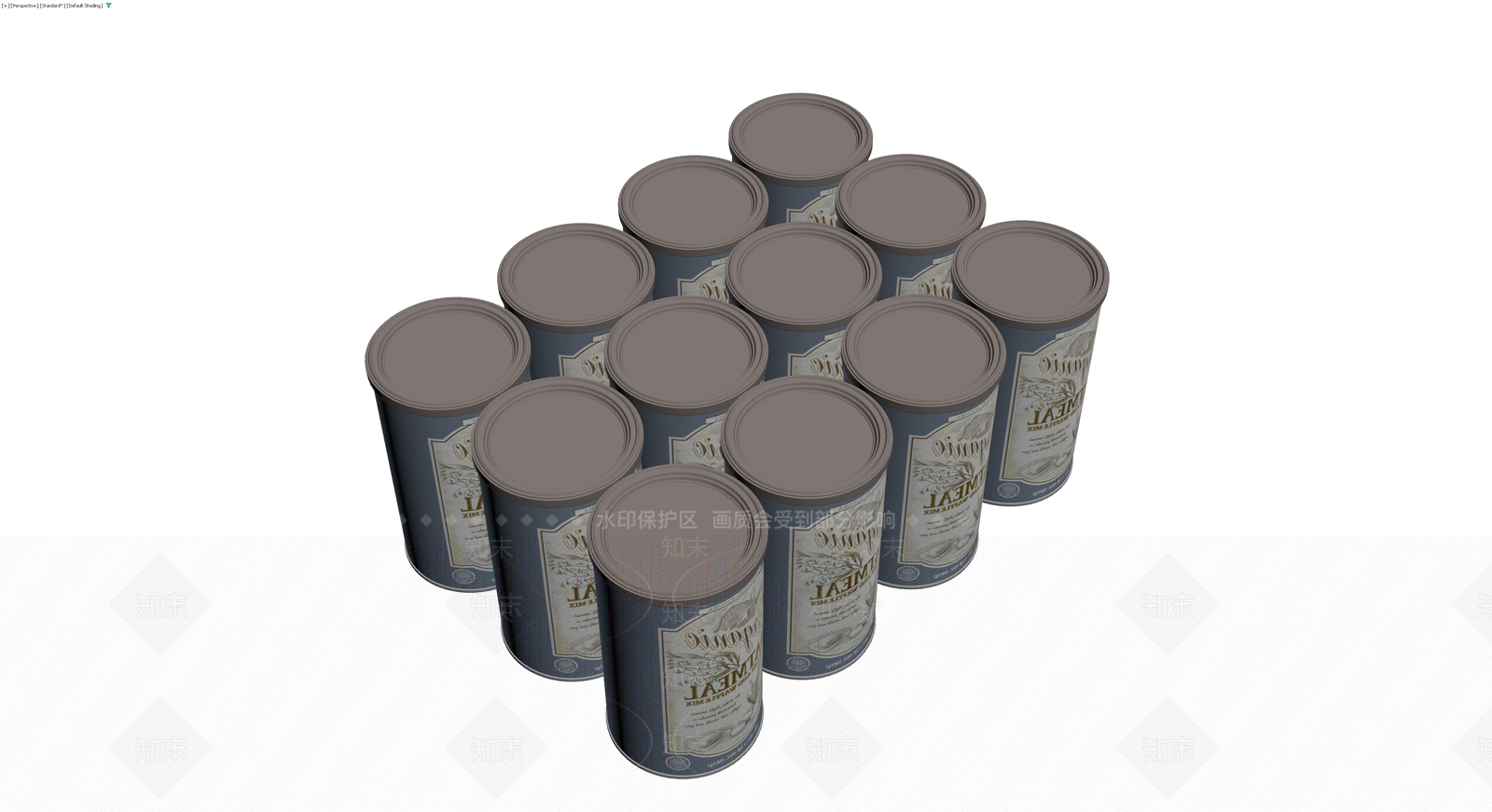蓝色燕麦片罐组合3D模型下载【ID:1230386414】