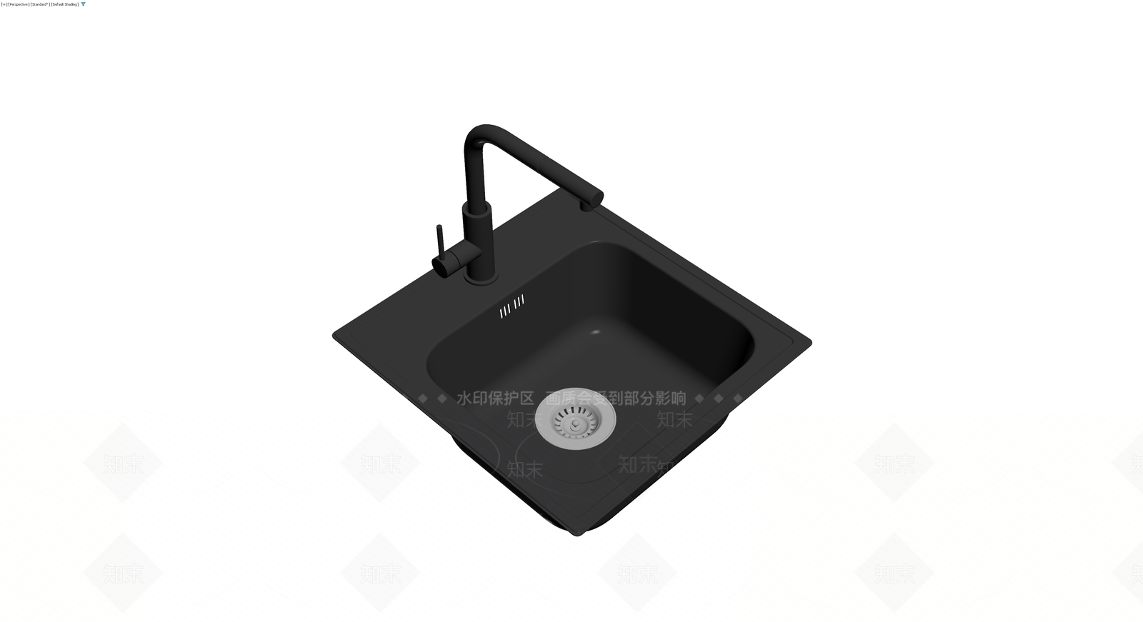 黑色厨房水槽龙头组件3D模型下载【ID:1230106315】