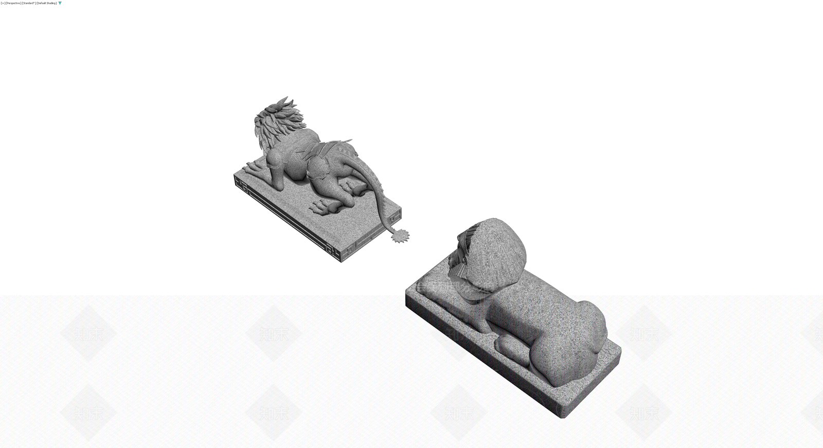 中式石狮子与埃及狮身人面像3D模型下载【ID:1230576723】