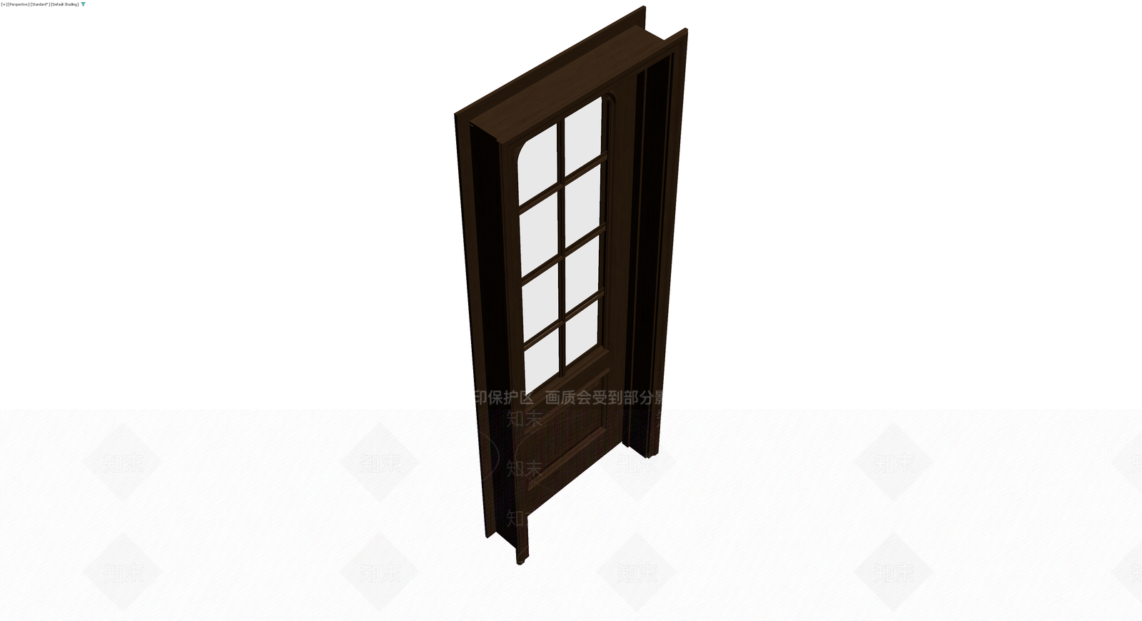 深褐色拱形格窗木门3D模型下载【ID:1230750393】