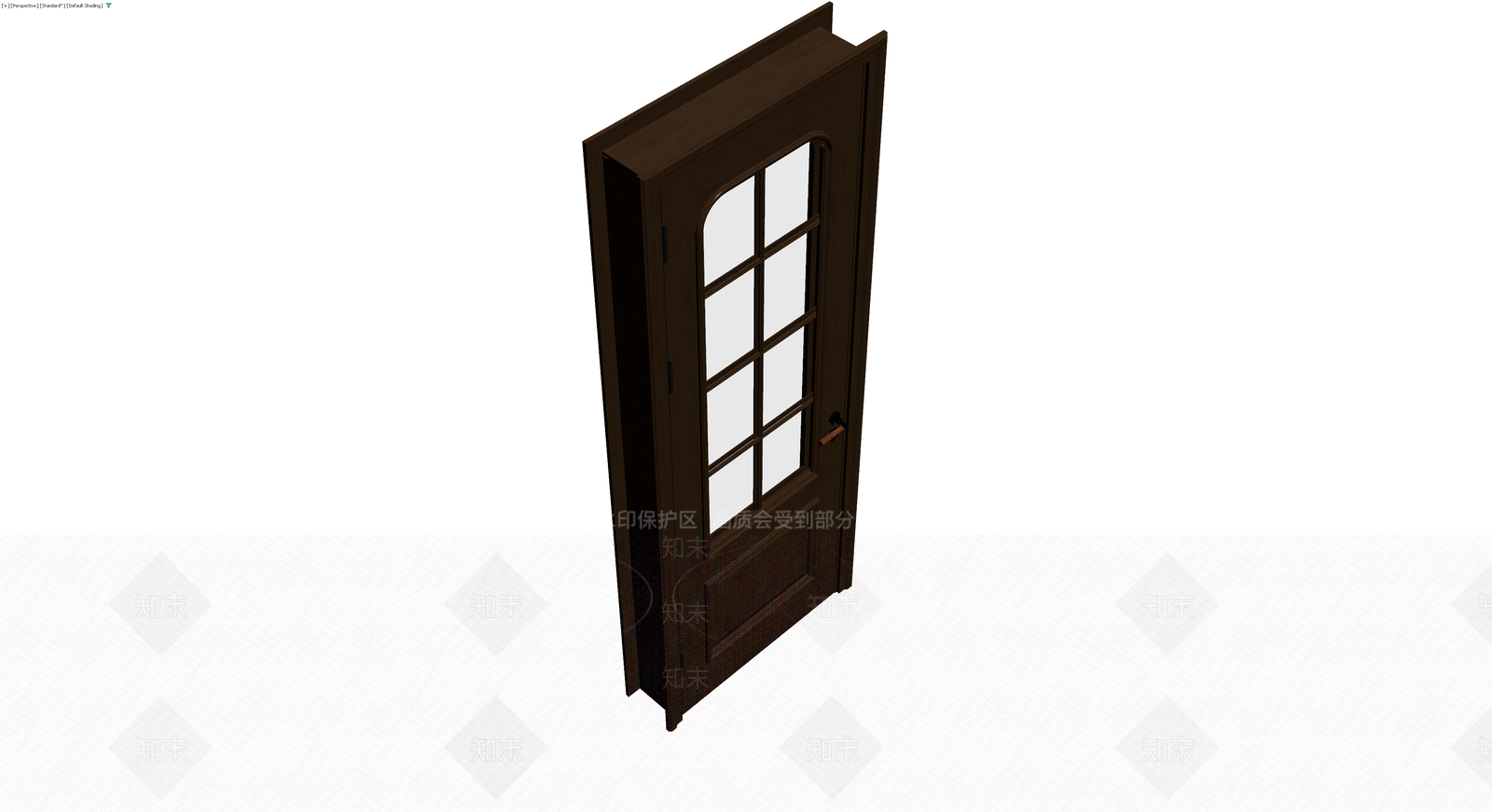 深褐色拱形格窗木门3D模型下载【ID:1230750393】