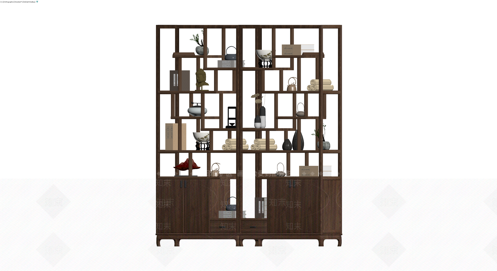 中式实木博古架3D模型下载【ID:1229664255】