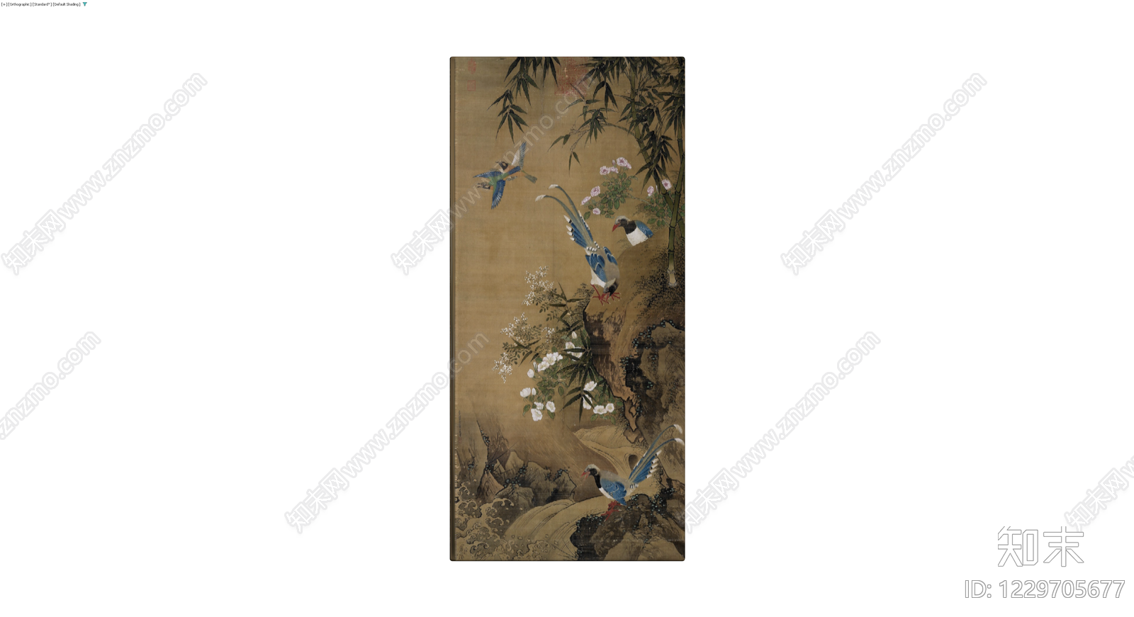 中式花鸟画装饰挂画3D模型下载【ID:1229705677】